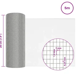 vidaXL Gaasnet 20 x 500 cm 18 mesh Roestvrij staal 304 zilver
