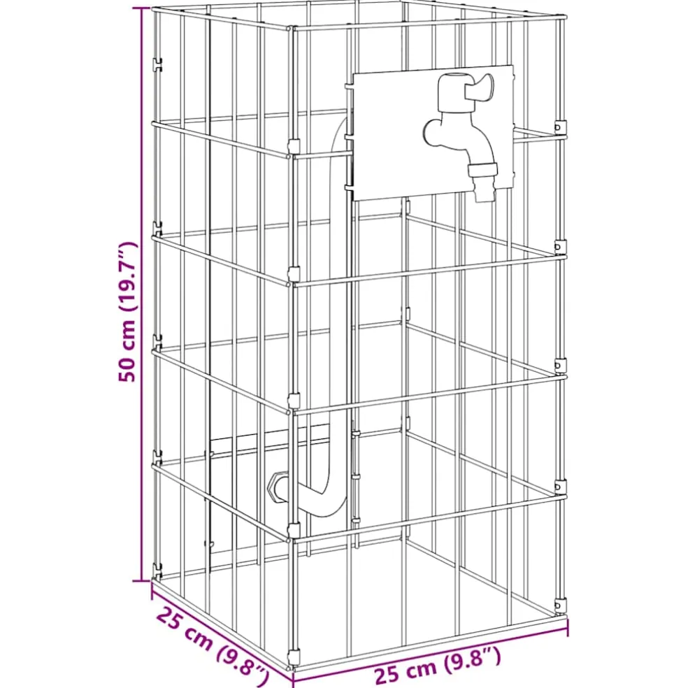 vidaXL Gabion Kraan 4 st zilver 25 x 25 x 50 cm Gegalvaniseerd staal