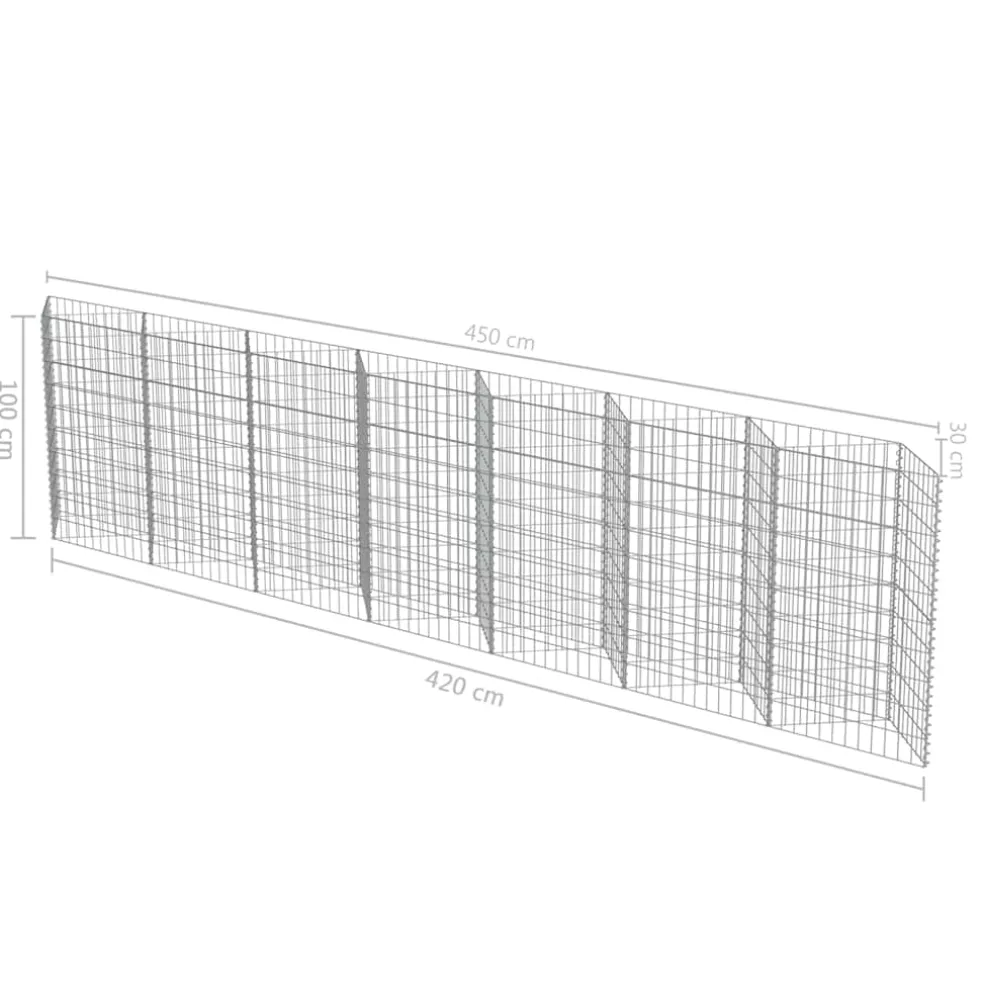 vidaXL Gabion mand 450x30x100 cm gegalvaniseerd staal