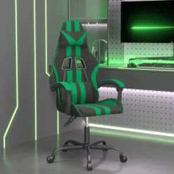 vidaXL Gamestoel draaibaar kunstleer zwart en groen