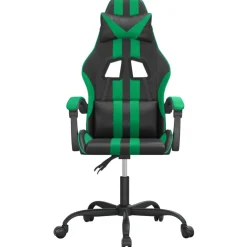 vidaXL Gamestoel draaibaar kunstleer zwart en groen