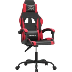 vidaXL Gamestoel draaibaar kunstleer zwart en rood