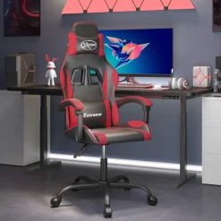 vidaXL Gamestoel draaibaar kunstleer zwart en rood