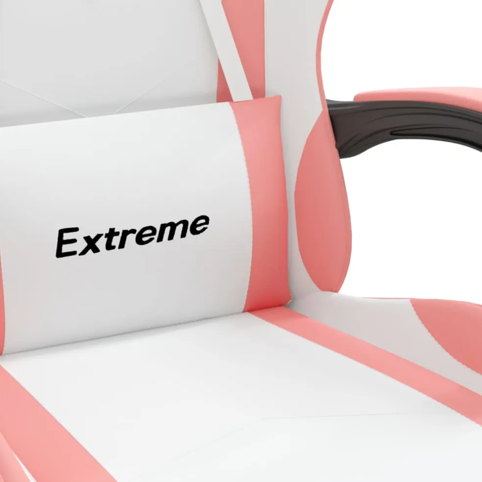 vidaXL Gamestoel draaibaar kunstleer wit en roze