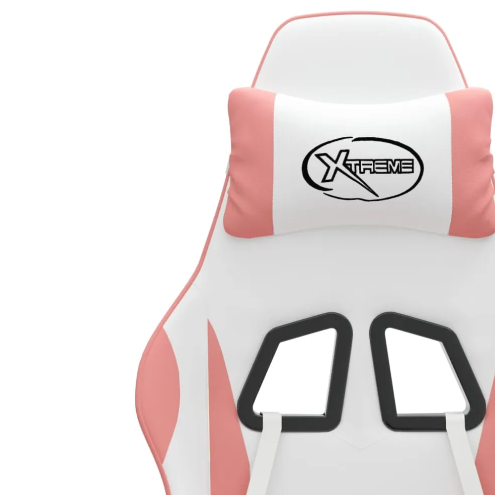 vidaXL Gamestoel draaibaar kunstleer wit en roze