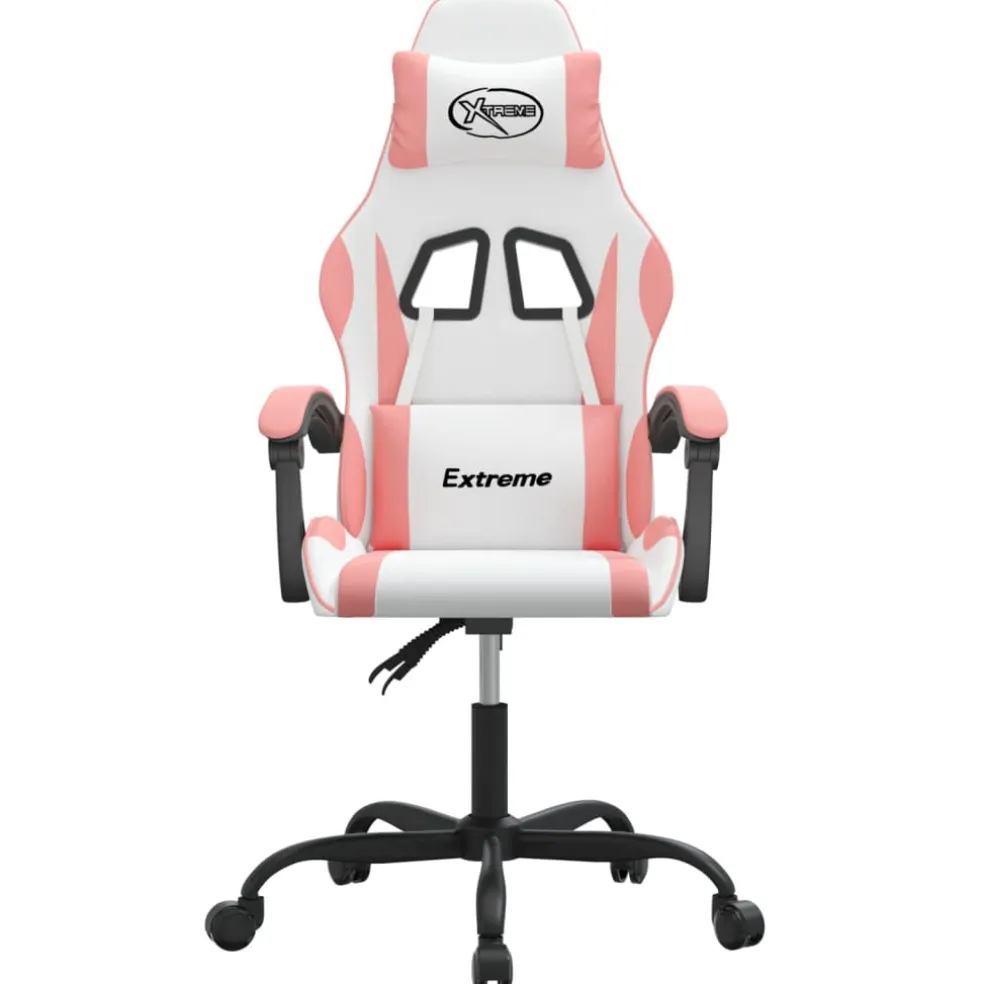 vidaXL Gamestoel draaibaar kunstleer wit en roze