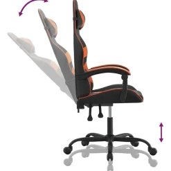 vidaXL Gamestoel draaibaar kunstleer zwart en oranje