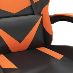 vidaXL Gamestoel draaibaar kunstleer zwart en oranje