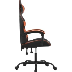 vidaXL Gamestoel draaibaar kunstleer zwart en oranje