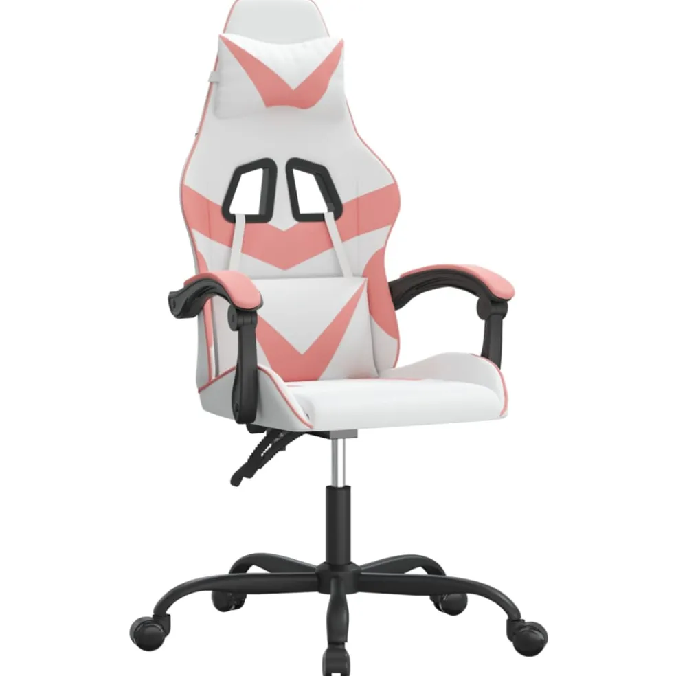 vidaXL Gamestoel draaibaar kunstleer wit en roze