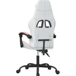 vidaXL Gamestoel draaibaar kunstleer wit en roze