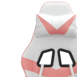 vidaXL Gamestoel draaibaar kunstleer wit en roze