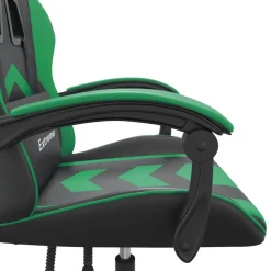 vidaXL Gamestoel draaibaar kunstleer zwart en groen