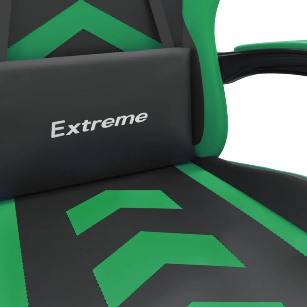 vidaXL Gamestoel draaibaar kunstleer zwart en groen