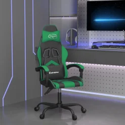 vidaXL Gamestoel draaibaar kunstleer zwart en groen