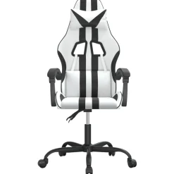 vidaXL Gamestoel draaibaar kunstleer wit en zwart