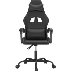 vidaXL Gamestoel draaibaar kunstleer zwart