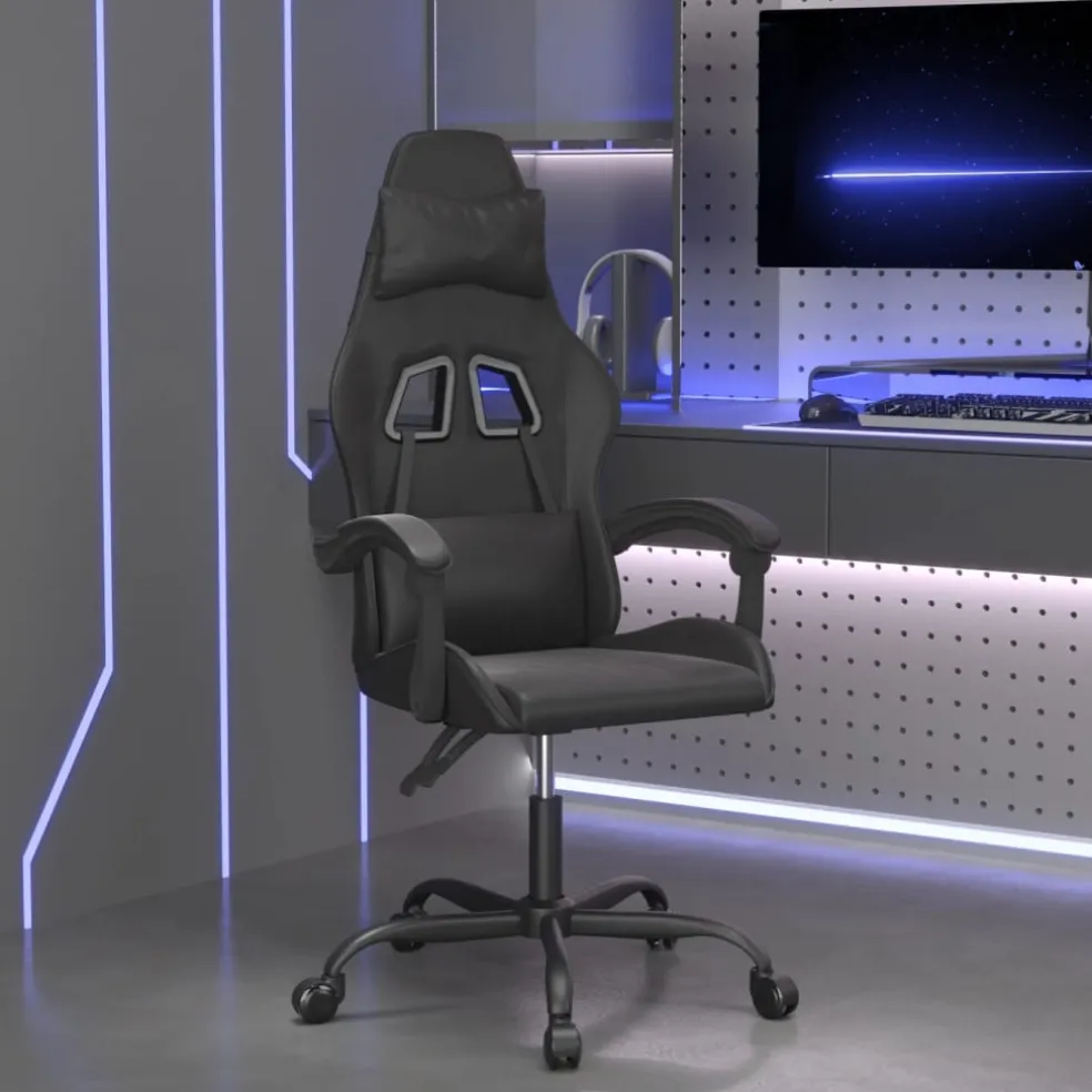 vidaXL Gamestoel draaibaar kunstleer zwart