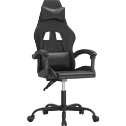 vidaXL Gamestoel draaibaar kunstleer zwart