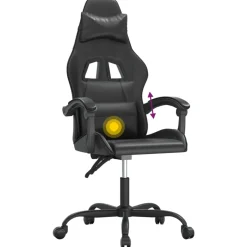 vidaXL Gamestoel draaibaar kunstleer zwart