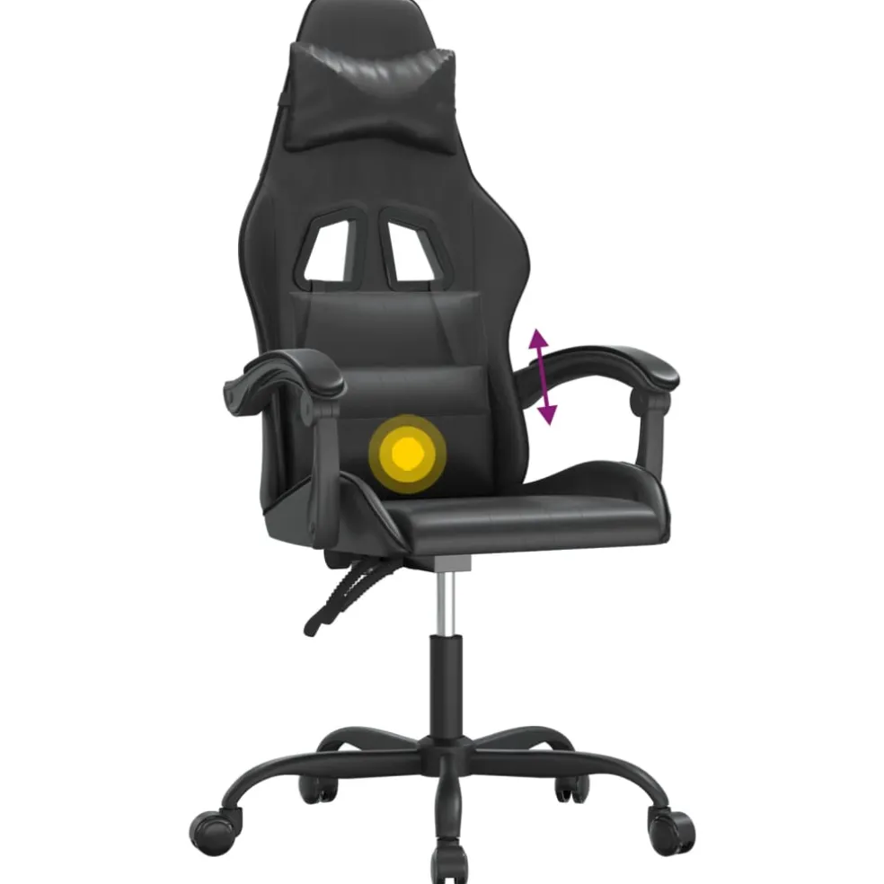 vidaXL Gamestoel draaibaar kunstleer zwart
