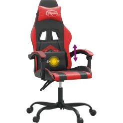 vidaXL Gamestoel draaibaar kunstleer zwart en rood
