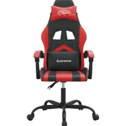 vidaXL Gamestoel draaibaar kunstleer zwart en rood
