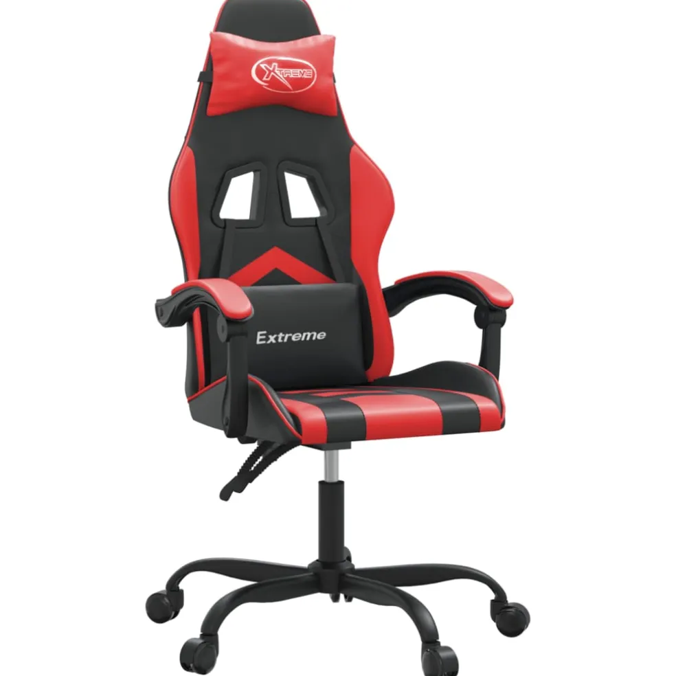 vidaXL Gamestoel draaibaar kunstleer zwart en rood