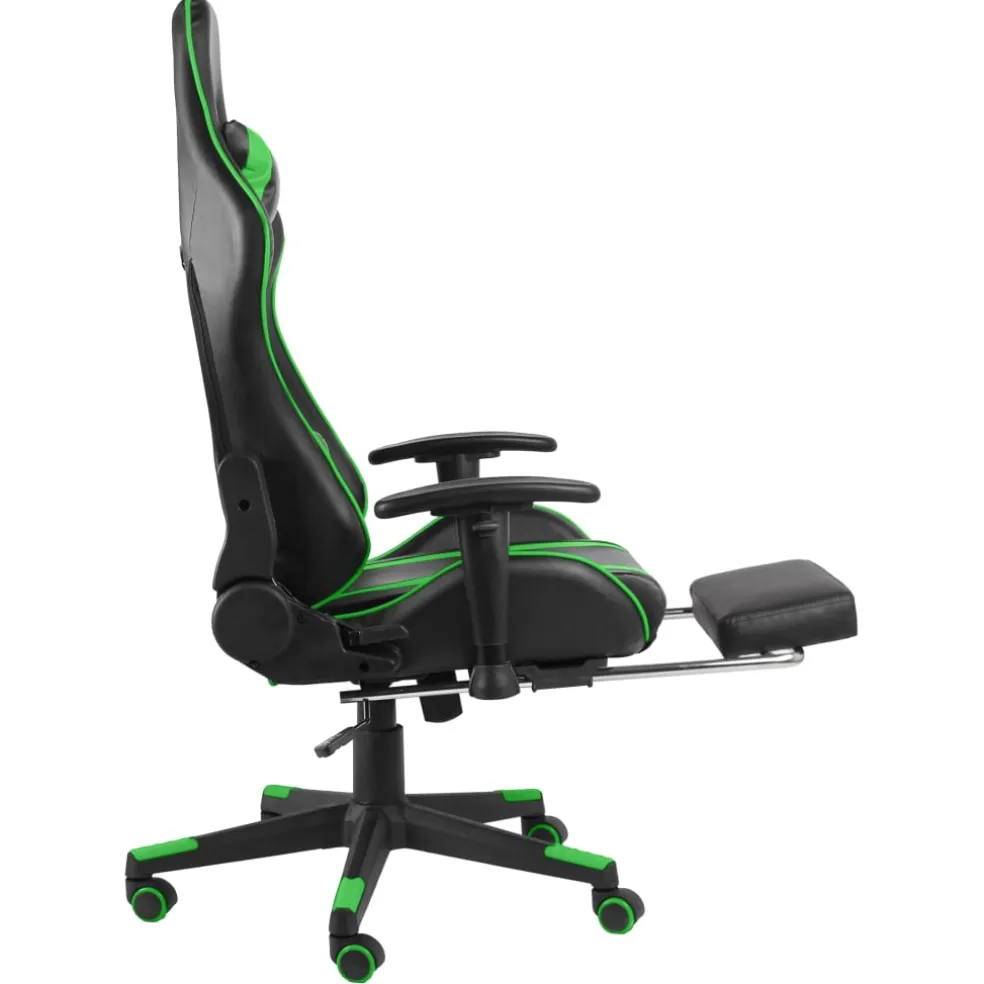 vidaXL Gamestoel draaibaar met voetensteun PVC groen