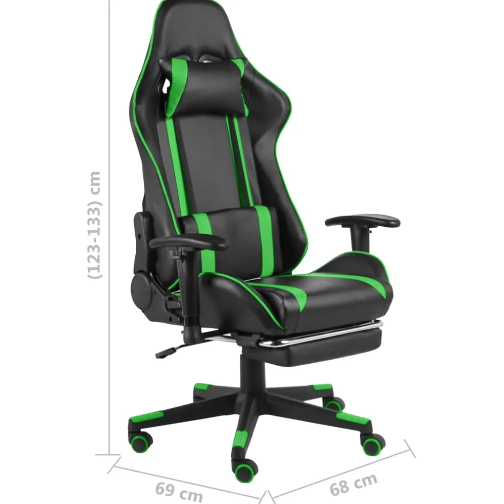 vidaXL Gamestoel draaibaar met voetensteun PVC groen