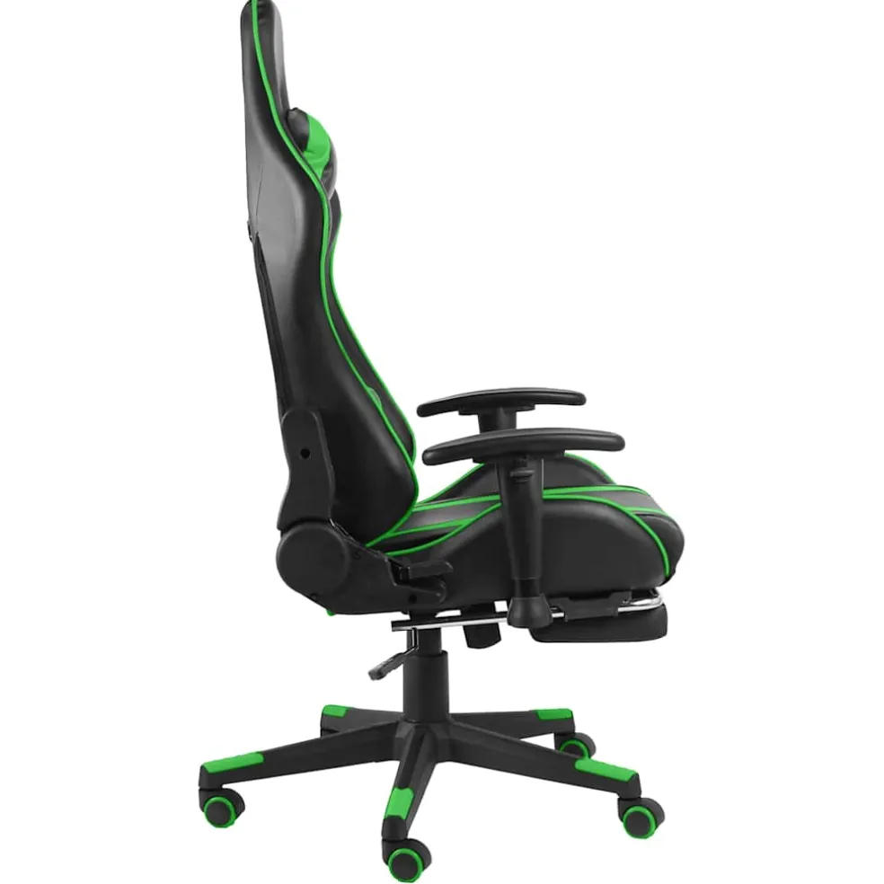 vidaXL Gamestoel draaibaar met voetensteun PVC groen