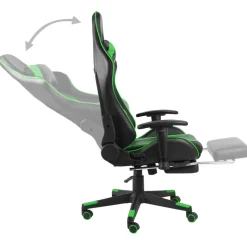 vidaXL Gamestoel draaibaar met voetensteun PVC groen