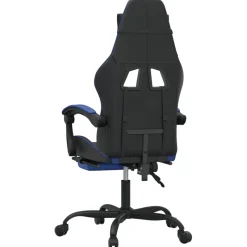vidaXL Gamestoel draaibaar met voetensteun kunstleer zwart en blauw