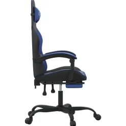 vidaXL Gamestoel draaibaar met voetensteun kunstleer zwart en blauw