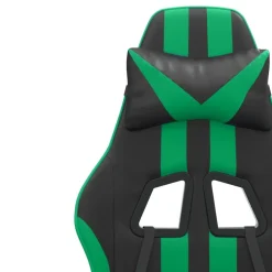 vidaXL Gamestoel draaibaar met voetensteun kunstleer zwart en groen