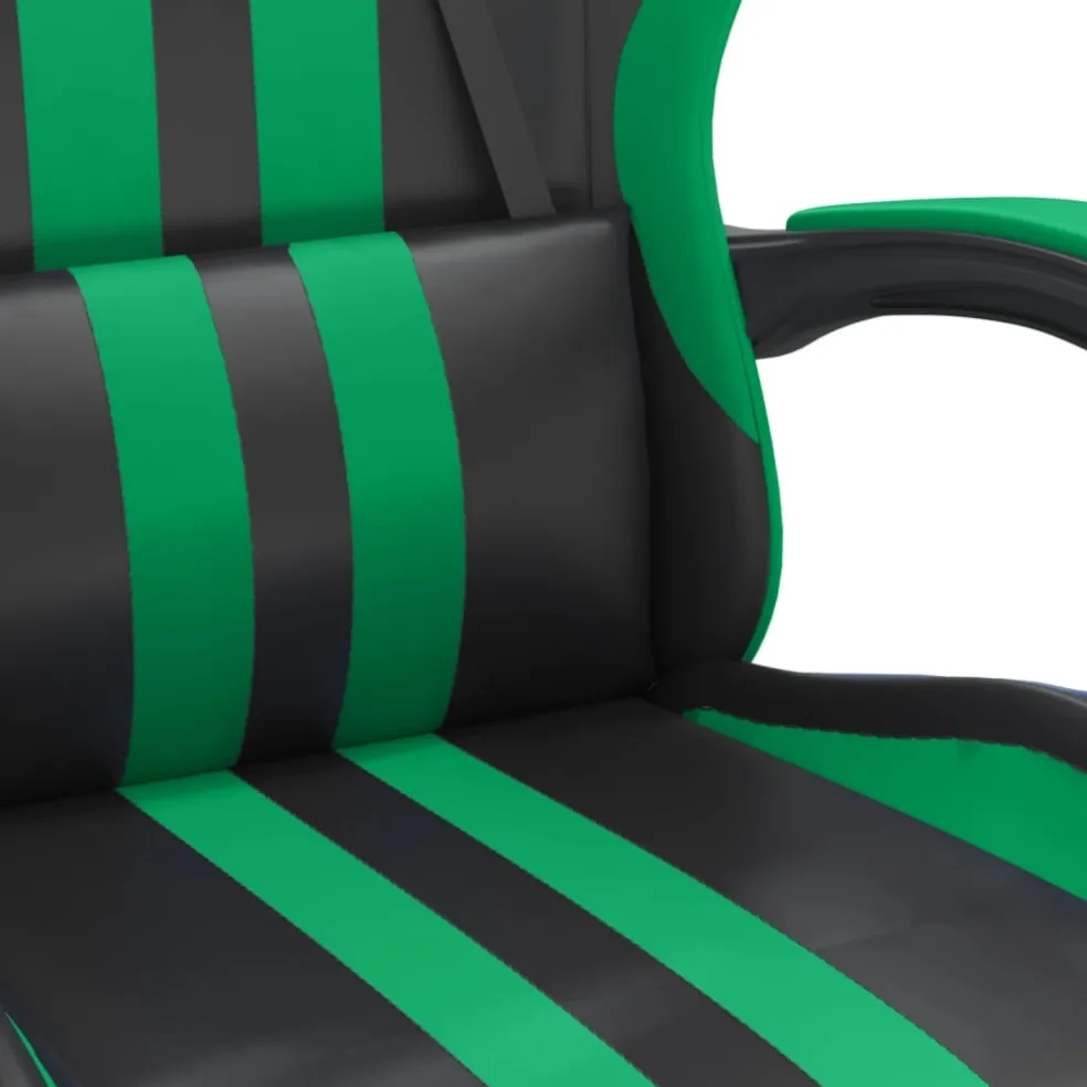 vidaXL Gamestoel draaibaar met voetensteun kunstleer zwart en groen