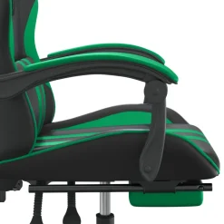 vidaXL Gamestoel draaibaar met voetensteun kunstleer zwart en groen