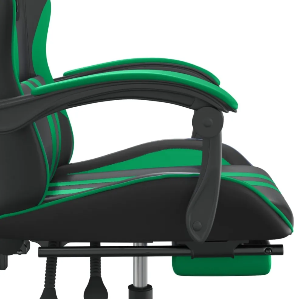 vidaXL Gamestoel draaibaar met voetensteun kunstleer zwart en groen