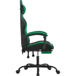 vidaXL Gamestoel draaibaar met voetensteun kunstleer zwart en groen