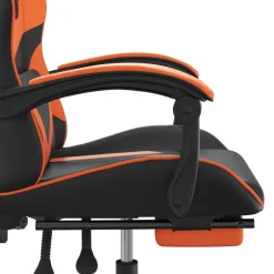 vidaXL Gamestoel draaibaar met voetensteun kunstleer zwart en oranje
