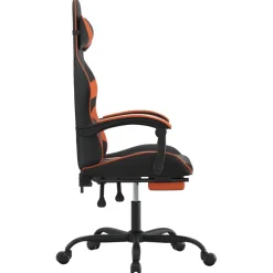 vidaXL Gamestoel draaibaar met voetensteun kunstleer zwart en oranje