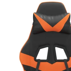 vidaXL Gamestoel draaibaar met voetensteun kunstleer zwart en oranje