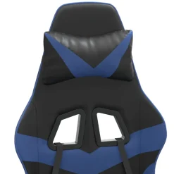 vidaXL Gamestoel draaibaar met voetensteun kunstleer zwart en blauw