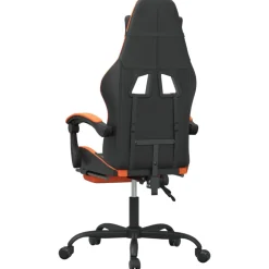vidaXL Gamestoel draaibaar met voetensteun kunstleer zwart en oranje