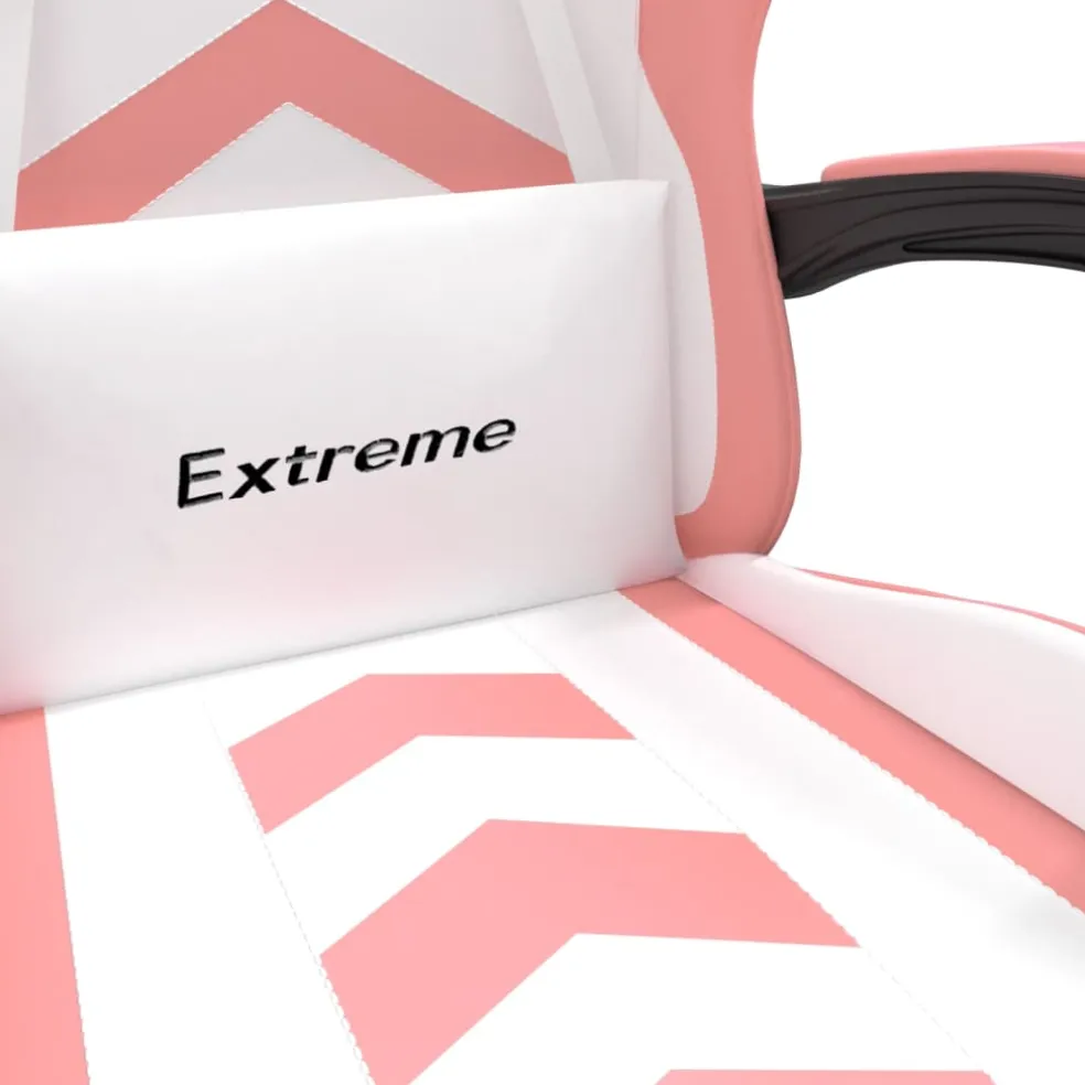 vidaXL Gamestoel draaibaar met voetensteun kunstleer wit en roze