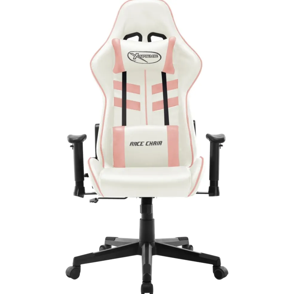 vidaXL Gamestoel kunstleer wit en roze