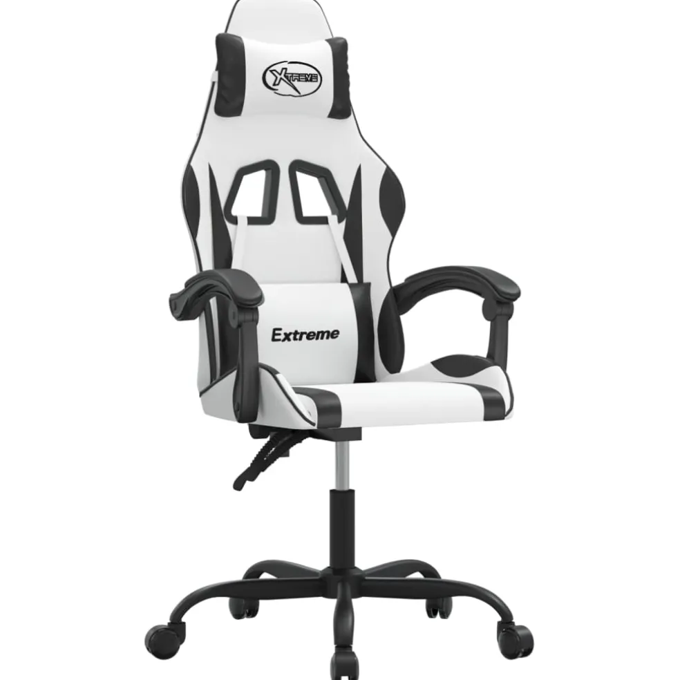 vidaXL Gamestoel kunstleer wit en zwart
