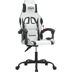 vidaXL Gamestoel kunstleer wit en zwart