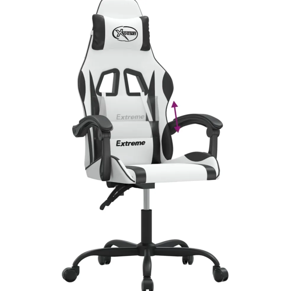 vidaXL Gamestoel kunstleer wit en zwart