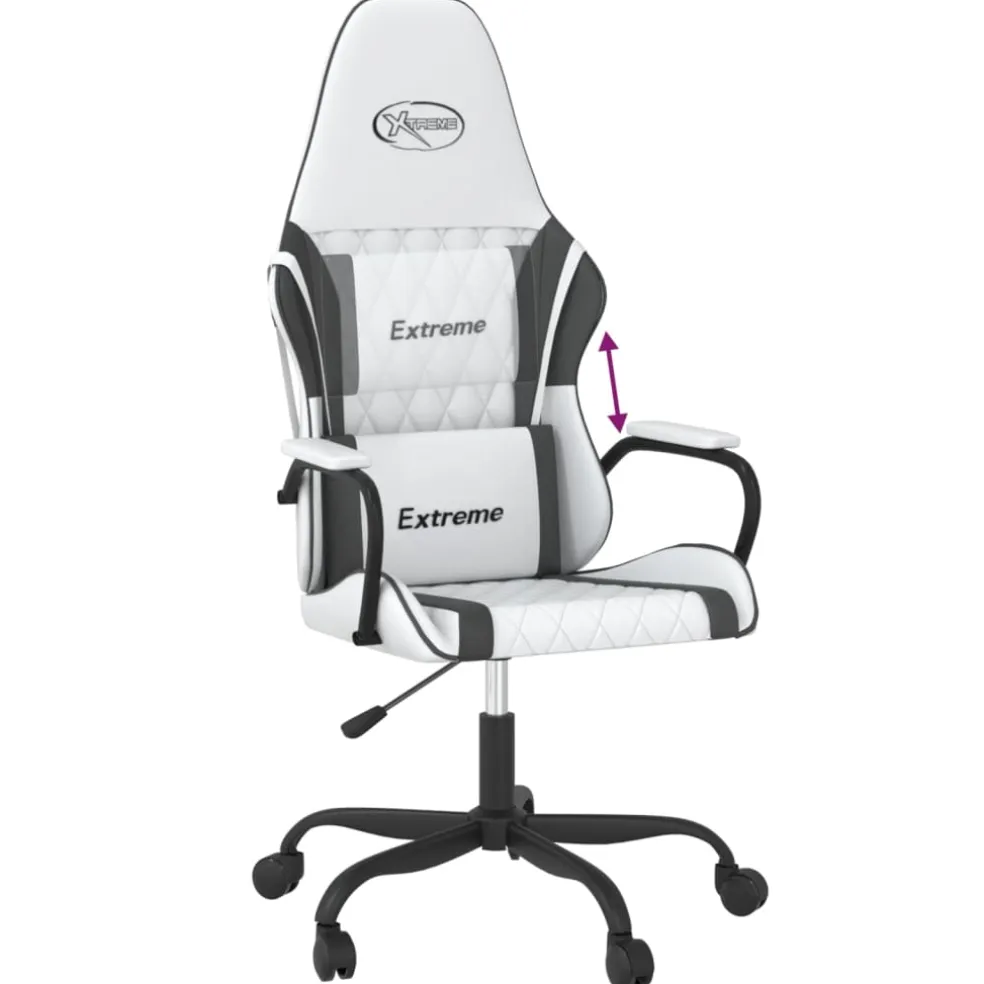 vidaXL Gamestoel kunstleer wit en zwart